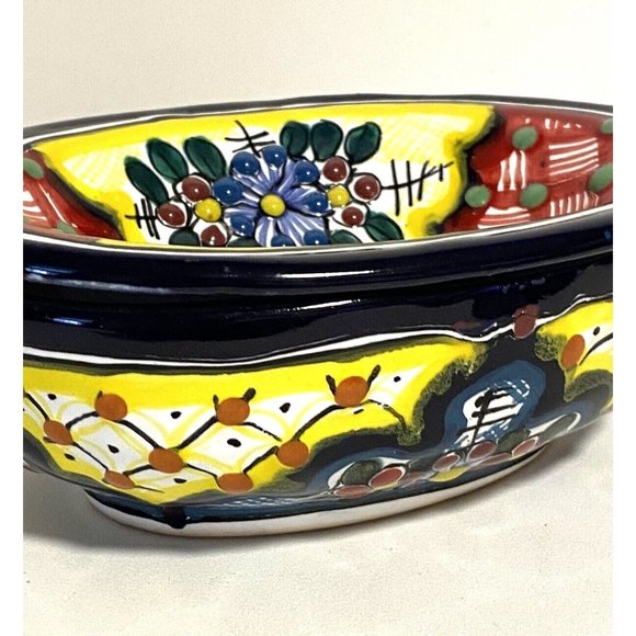 Talavera Bath Signed Talavera Clay Pottery Soap Dish 2 Piece Hand